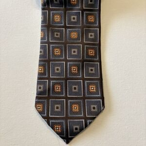 Ermenegildo Zegna Silk Neck Tie Brown Gold Neutral Colors Classic Office